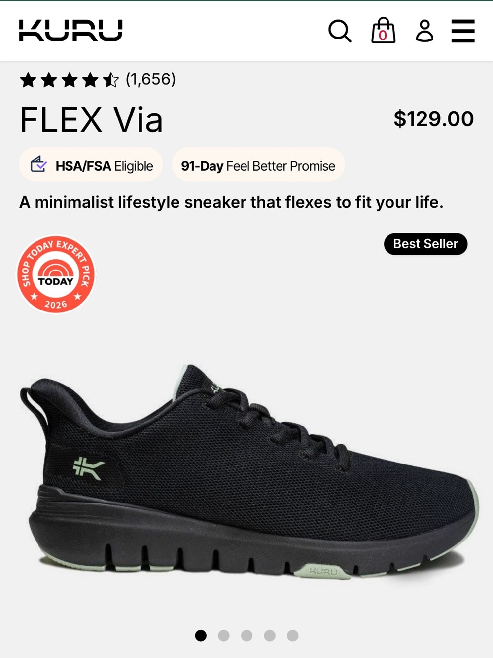 KURU Women's Black Athletic Sneaker with mint Accents
